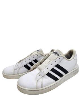 Adidas Athletic Shoes Womens 7 Mens 5 White Black 3 Iconic Stripes Black Laces